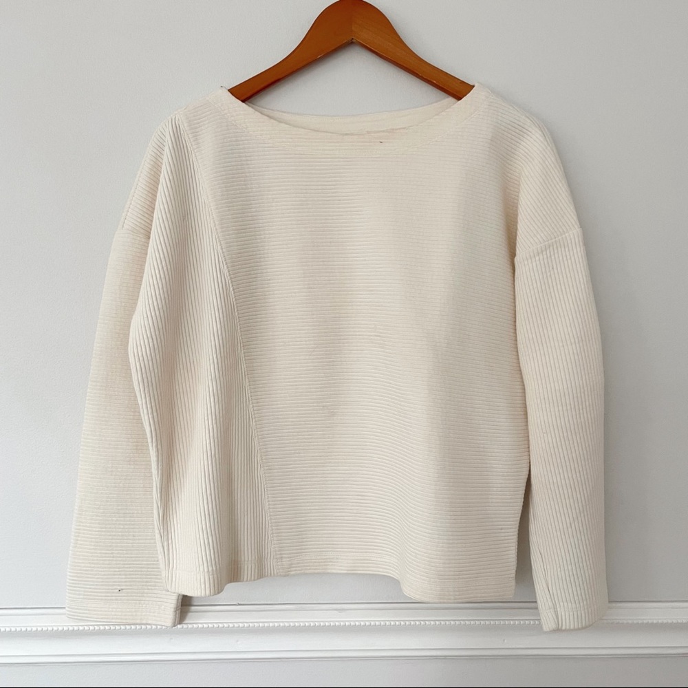 Anthropologie x Maeve • chrissy ribbed dolman-sleeved sweater cream sz M petite - Picture 6 of 10